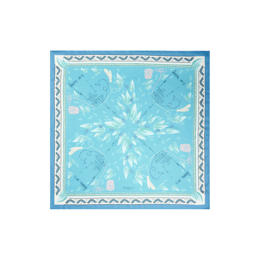 FOULARD BLU IN SETA E ORANGE FIBER