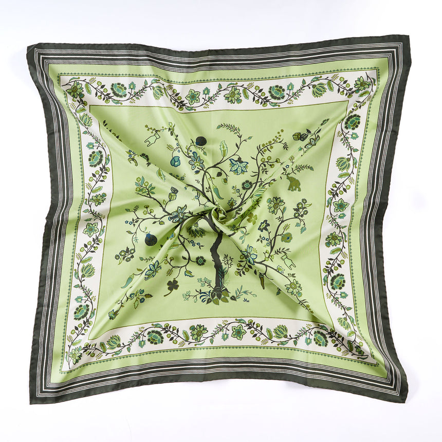 OLIVE GREEN SILK SCARF 90