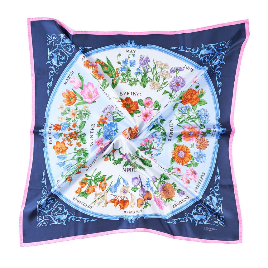 FOULARD IN SETA 90 BLU