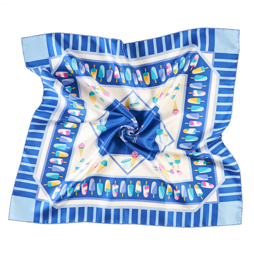FOULARD IN SETA 90 BLU
