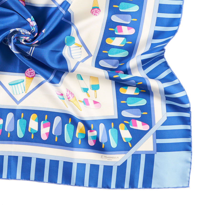 FOULARD IN SETA 90 BLU