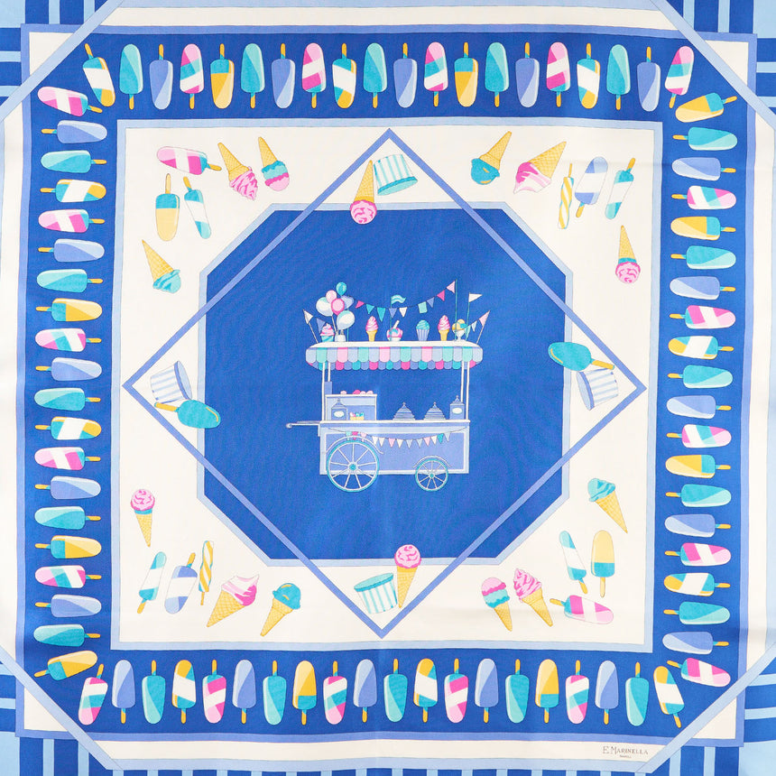 FOULARD IN SETA 90 BLU