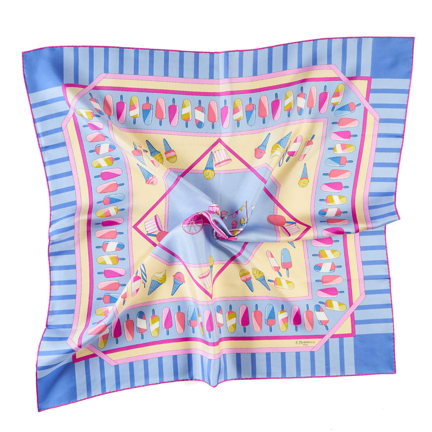 LIGHT BLUE SILK SCARF 90