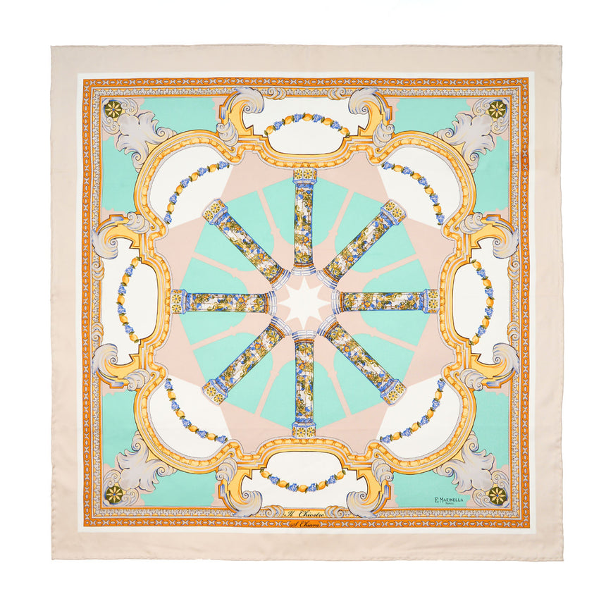 BEIGE SILK SCARF 90