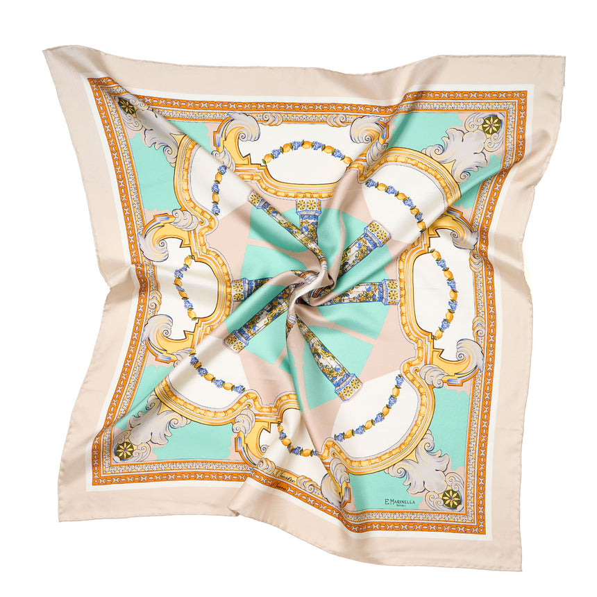 BEIGE SILK SCARF 90