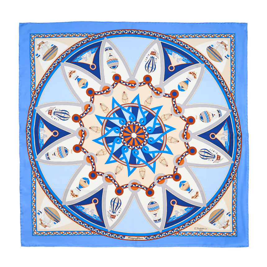 FOULARD IN SETA 90 AZZURRO POLVERE