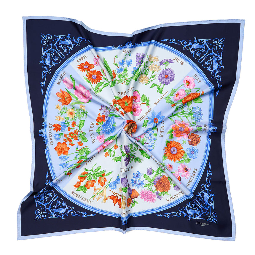 FOULARD IN SETA 90 BLU SCURO