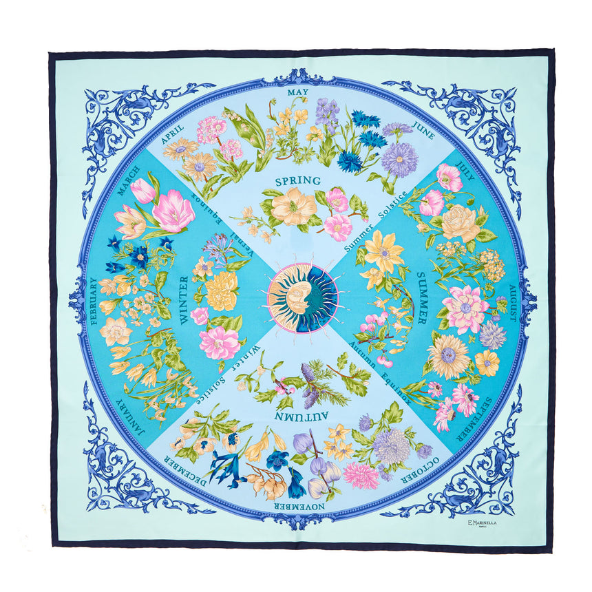 FOULARD IN SETA 90 BLU