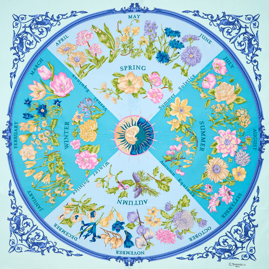 FOULARD IN SETA 90 BLU