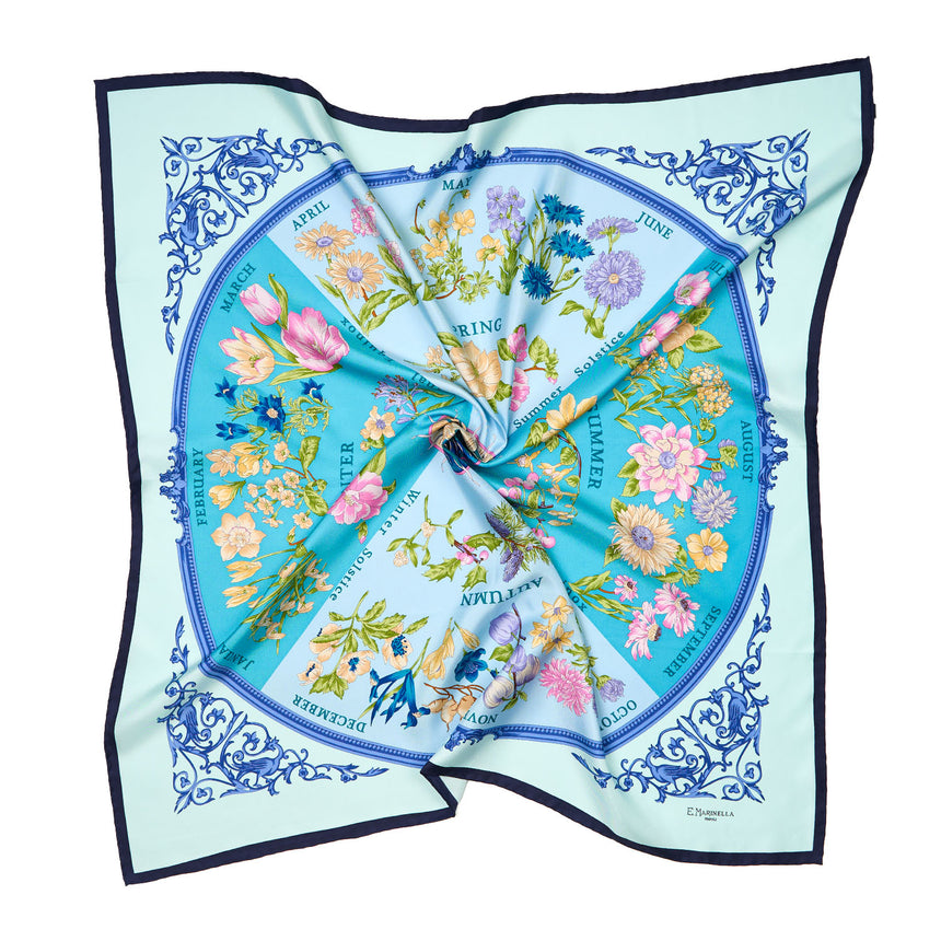 FOULARD IN SETA 90 AZZURRO