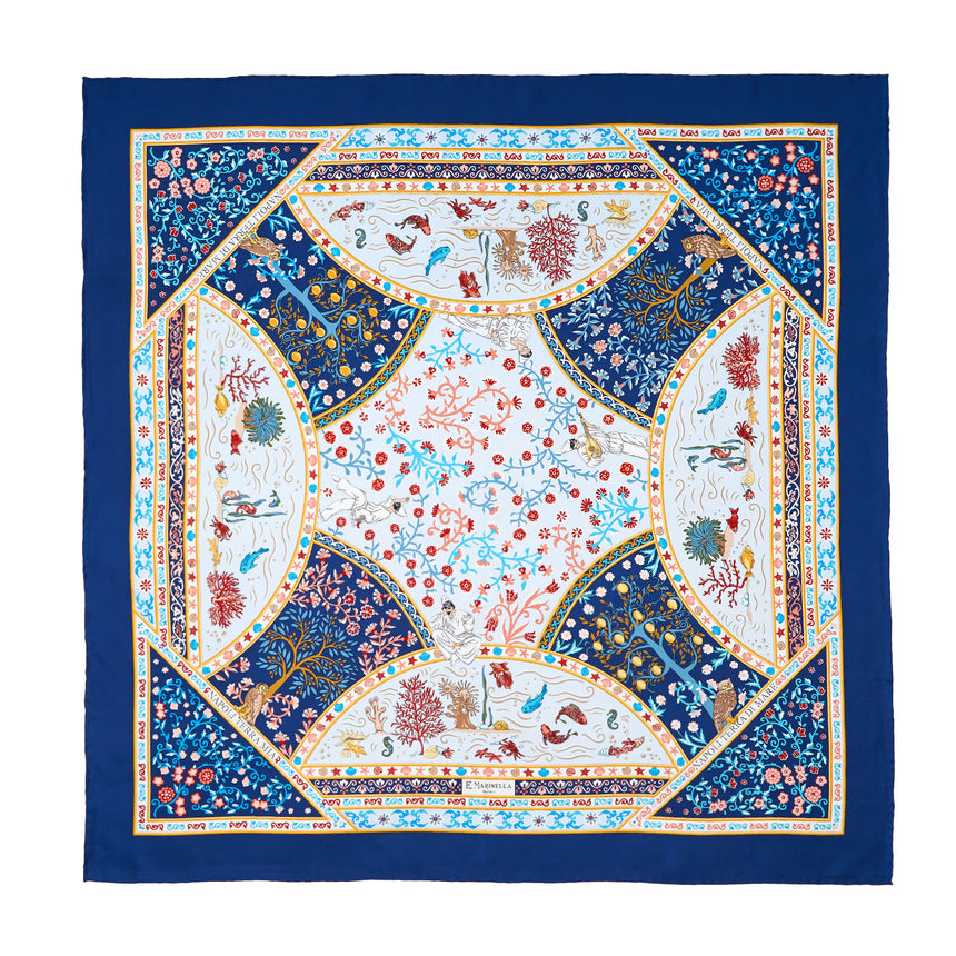 FOULARD IN SETA 90 BLU