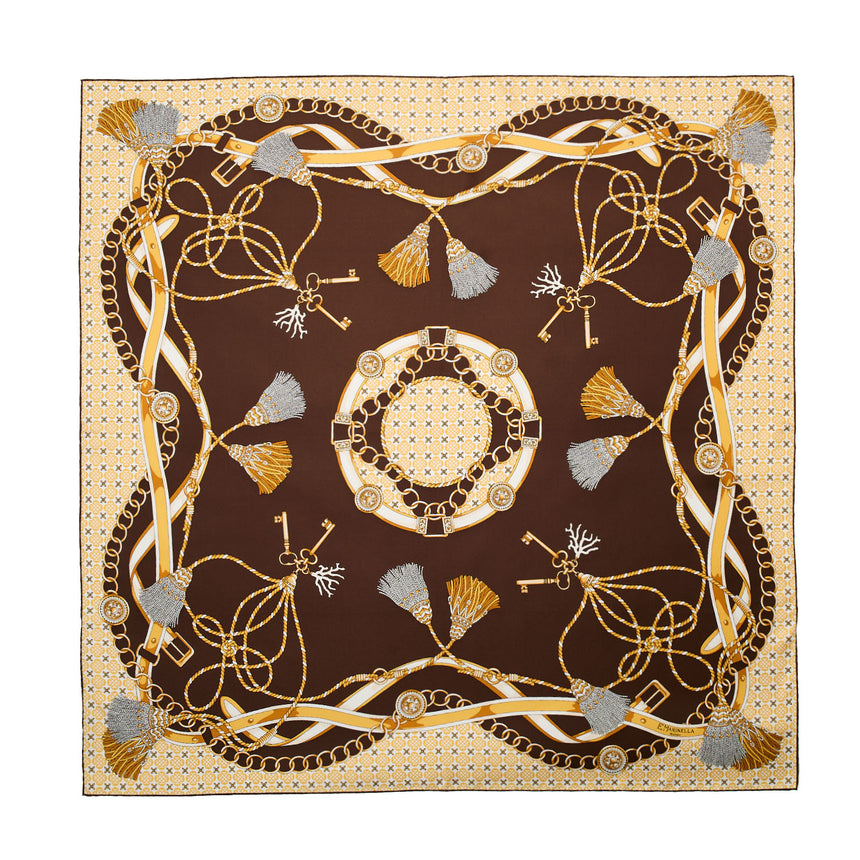 FOULARD IN SETA 90 MARRONE SCURO