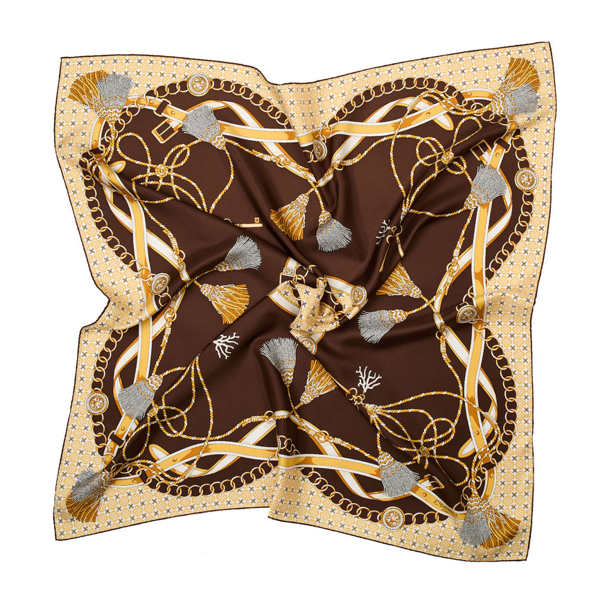 DARK BROWN SILK SCARF 90