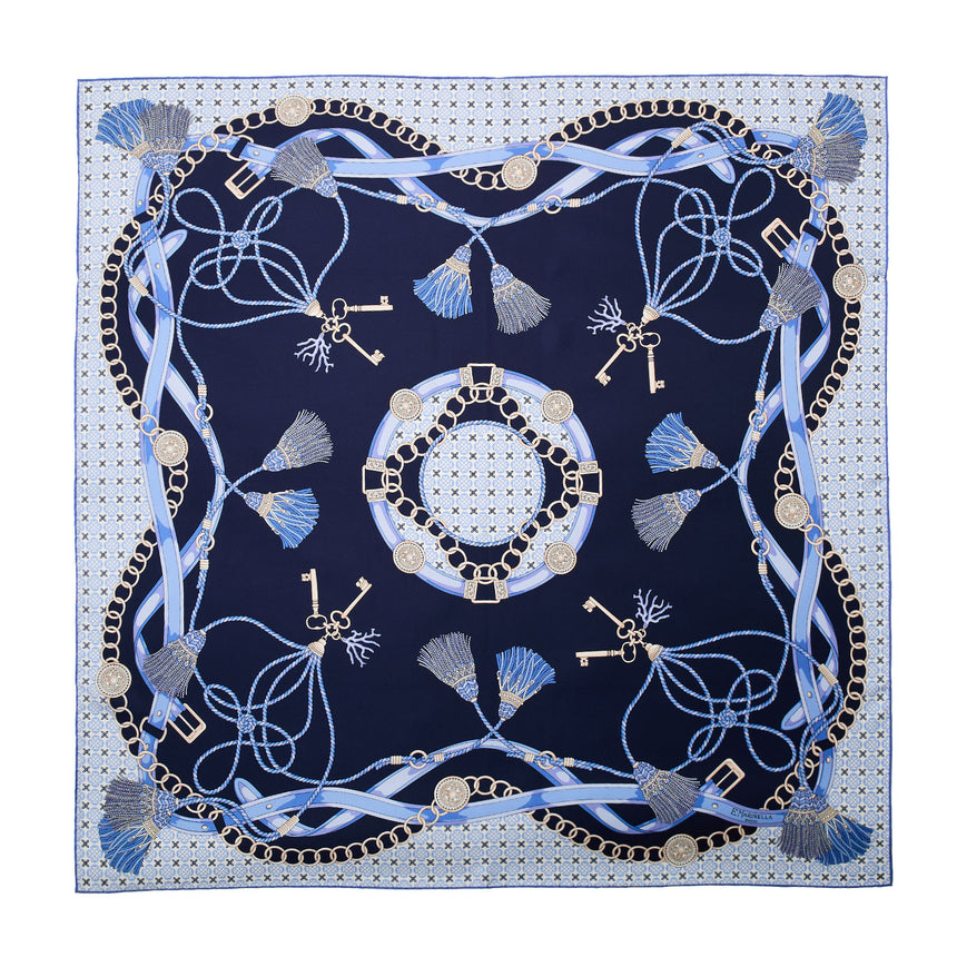 FOULARD IN SETA 90 BLU