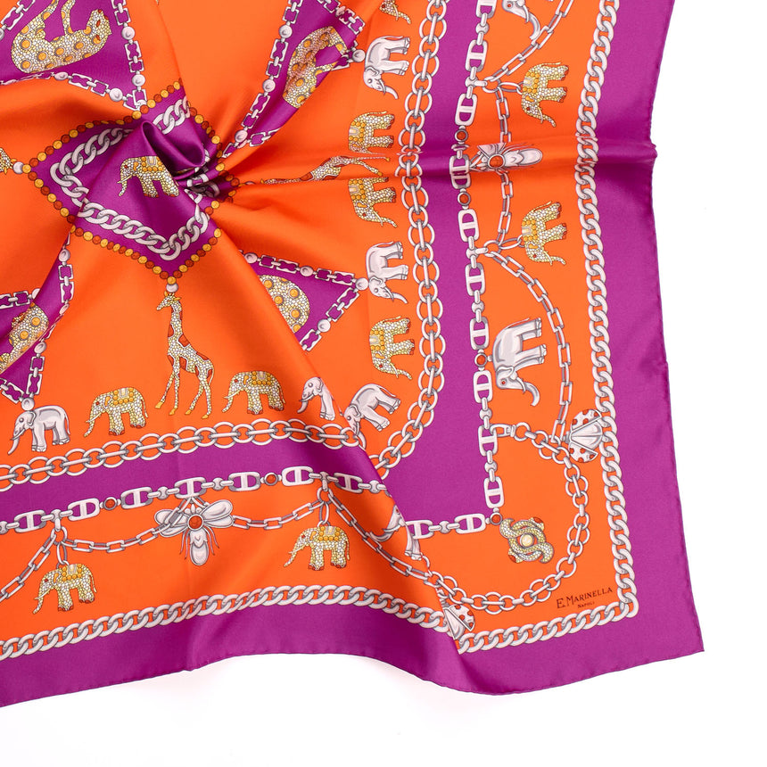 ORANGE AND FUCHSIA SILK SCARF 90