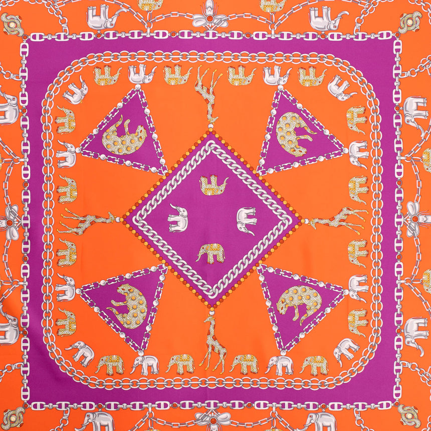 ORANGE AND FUCHSIA SILK SCARF 90