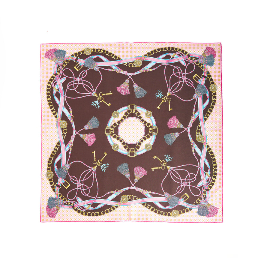 DARK BROWN SILK SCARF 65