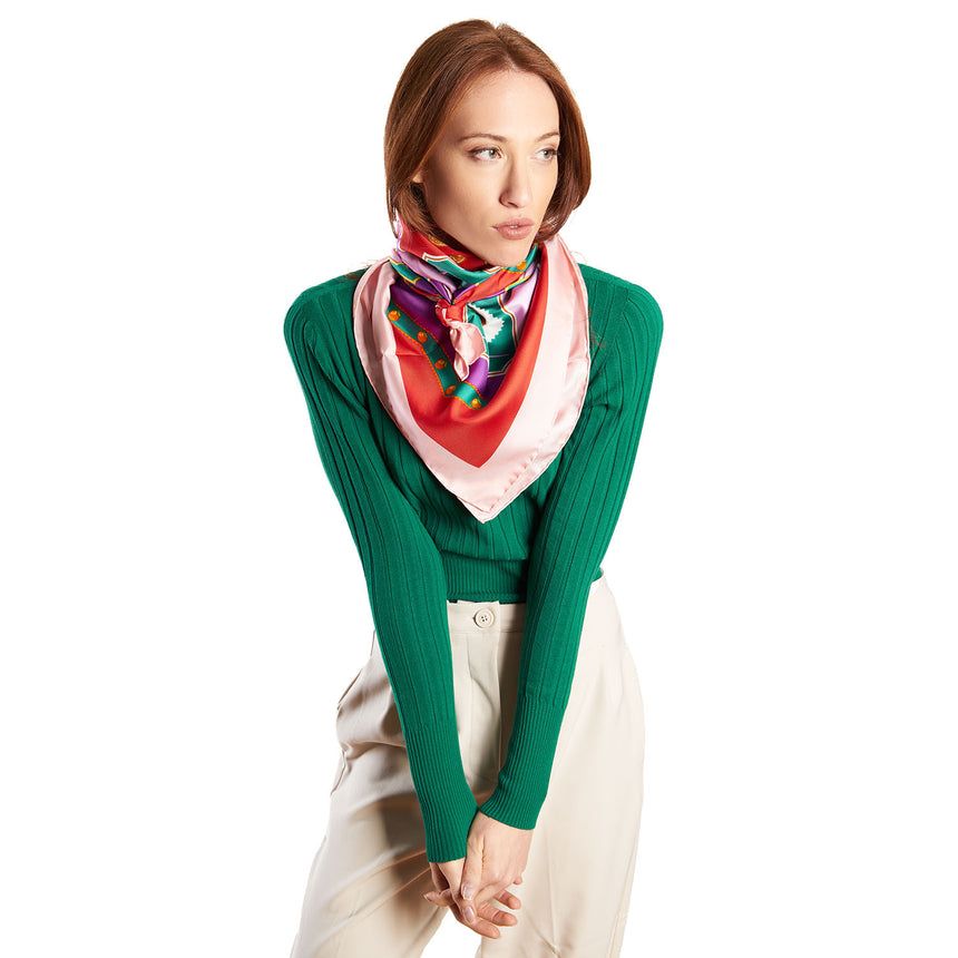 FOULARD IN SETA 90 ROSA