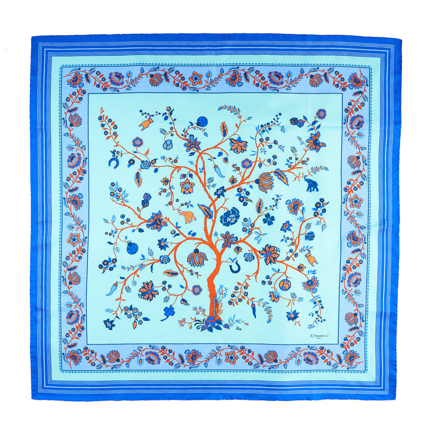 FOULARD IN SETA 90 AZZURRO