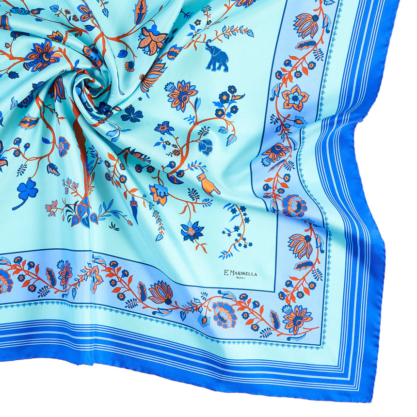 FOULARD IN SETA 90 AZZURRO