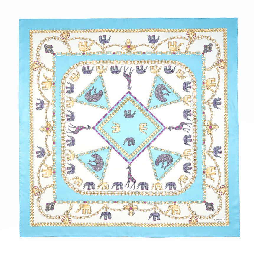 LIGHT BLUE SILK SCARF 90