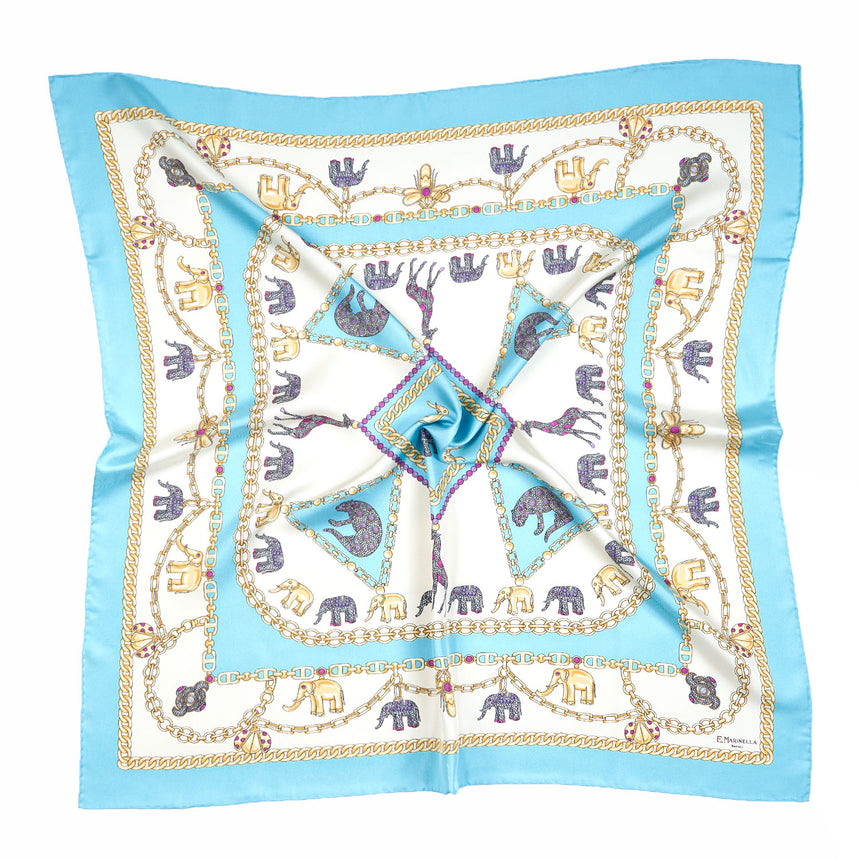 LIGHT BLUE SILK SCARF 90