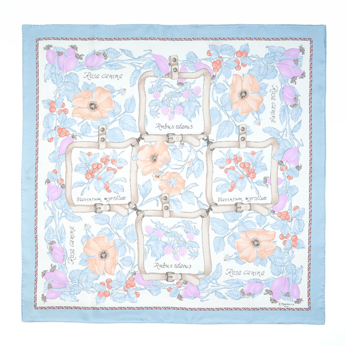 Silk Blue Floral Shell with Scarf Tie by Madison Gray