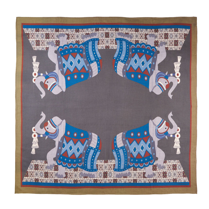 LIGHT GREEN AND GRAY WIDE WOOL SCARF