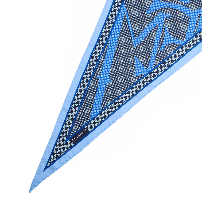 DARK BLUE SILK DIAMOND SHAPE SCARF