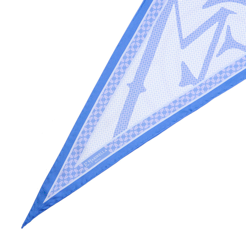 FOULARD ROMBO IN SETA AZZURRO POLVERE