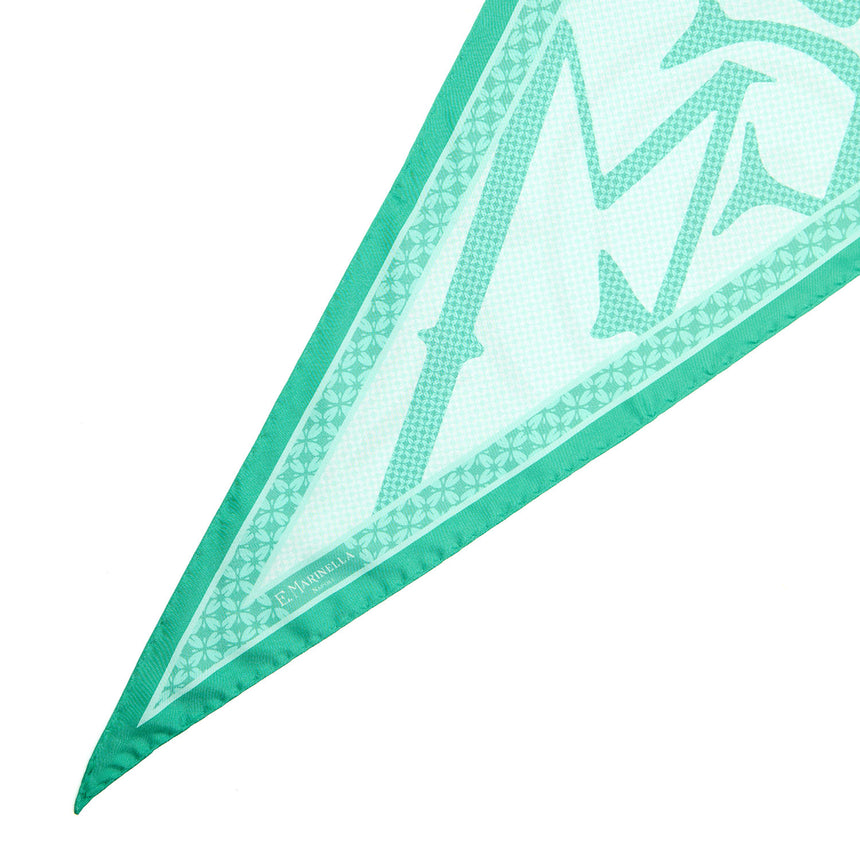 GREEN SILK DIAMOND SHAPE SCARF