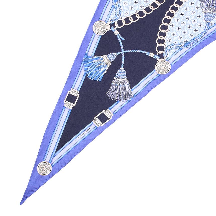 FOULARD ROMBO IN SETA BLU