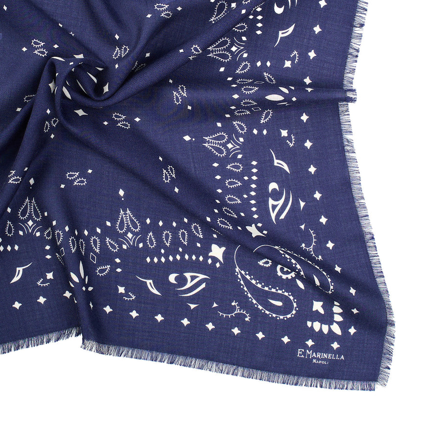 FOULARD IN LANA, CASHMERE E SETA 65 BLU SCURO