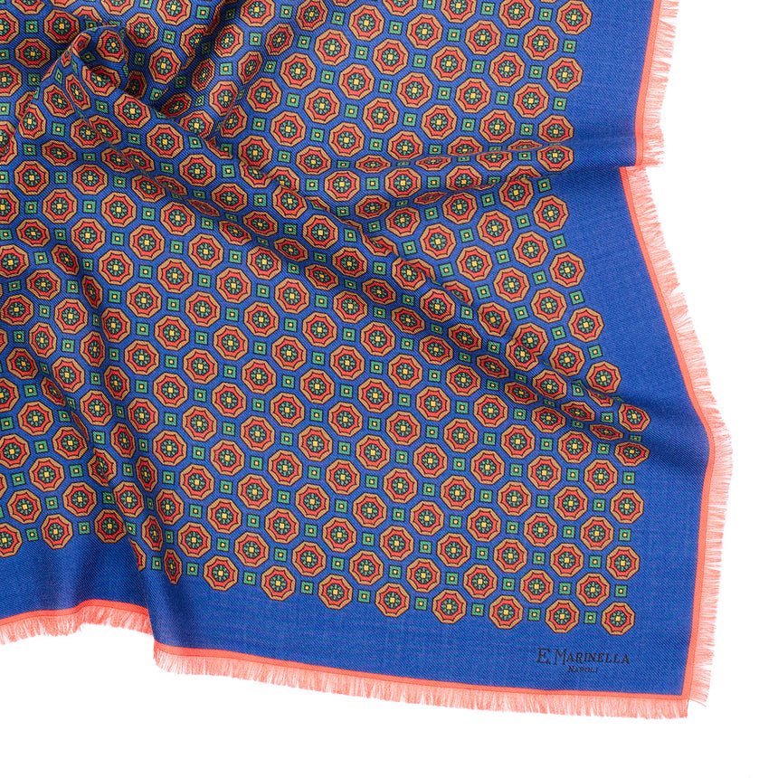 BLUE WOOL, CASHMERE AND SILK SCARF 65