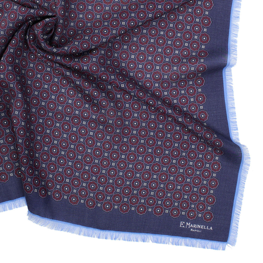 DARK BLUE WOOL, CASHMERE AND SILK SCARF 65