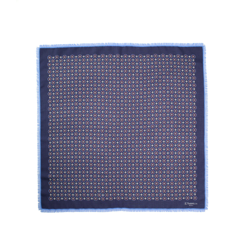 DARK BLUE WOOL, CASHMERE AND SILK SCARF 65