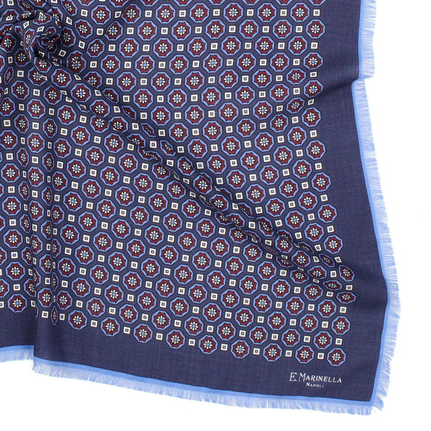 DARK BLUE WOOL, CASHMERE AND SILK SCARF 65