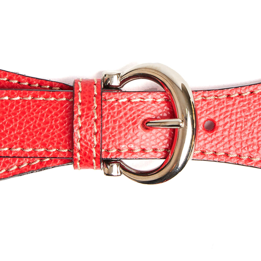 RED LEATHER SCARF-BUCKLE