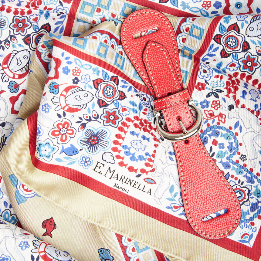 RED LEATHER SCARF-BUCKLE