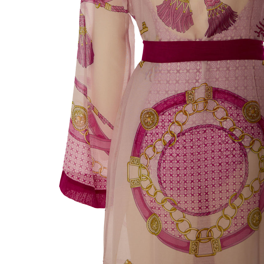 COPRICOSTUME KIMONO IN VOILE DI COTONE E SETA ROSA