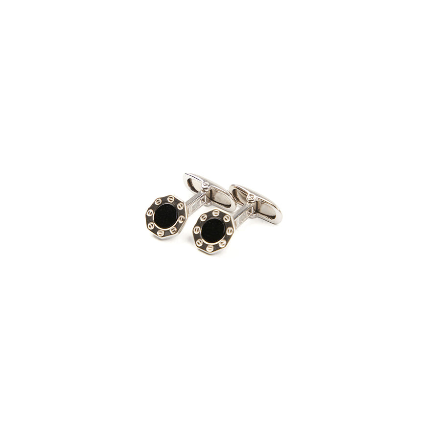 BLACK OCTAGONAL CUFFLINKS