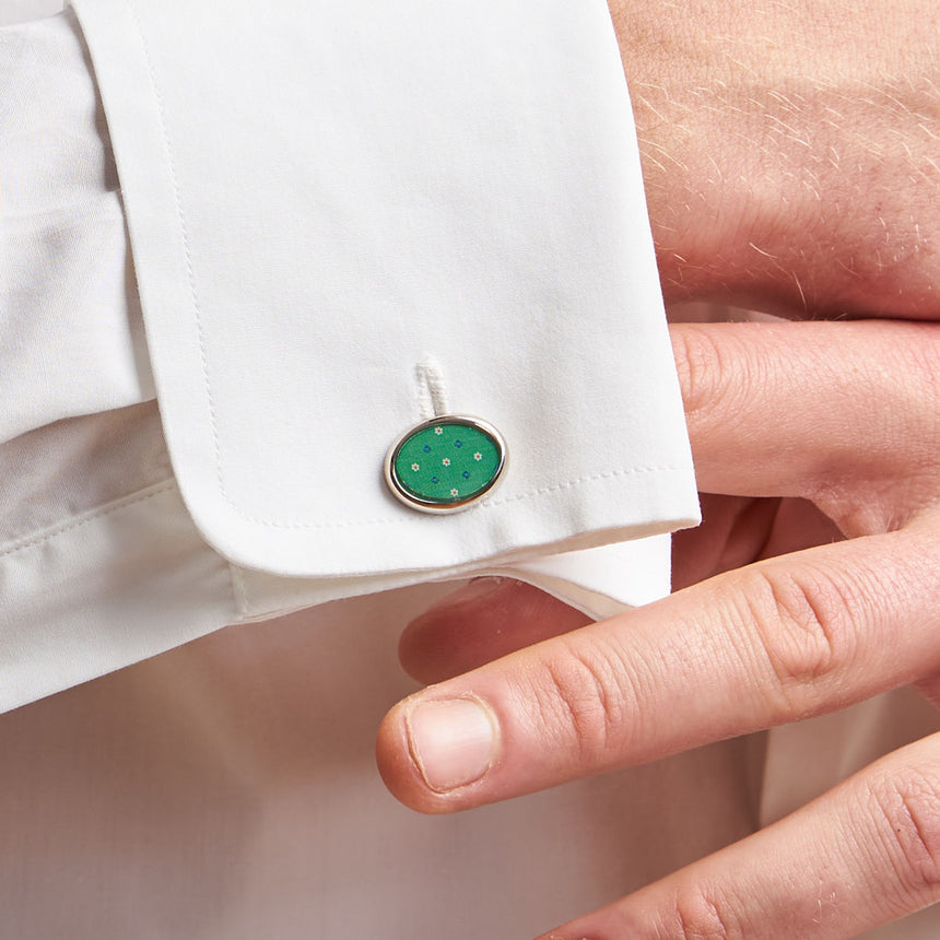 GREEN SILVER CUFFLINKS