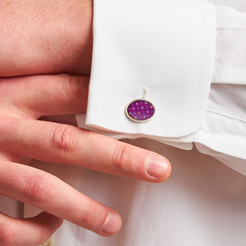 FUCHSIA SILVER CUFFLINKS
