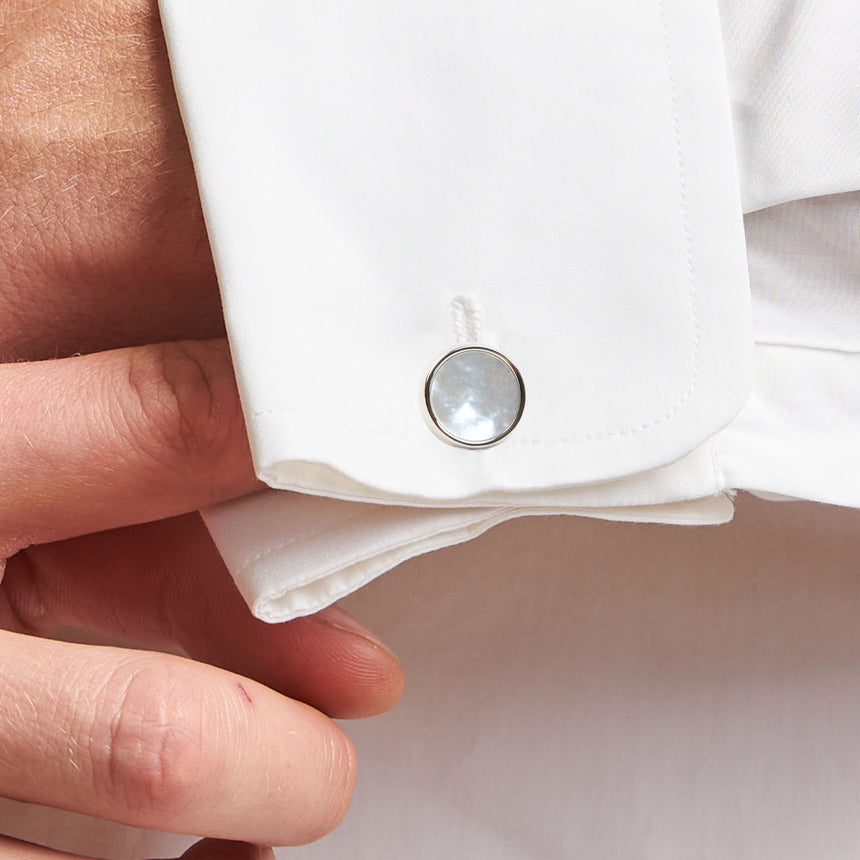 ROUND MOTHER OF PEARL CUFFLINKS