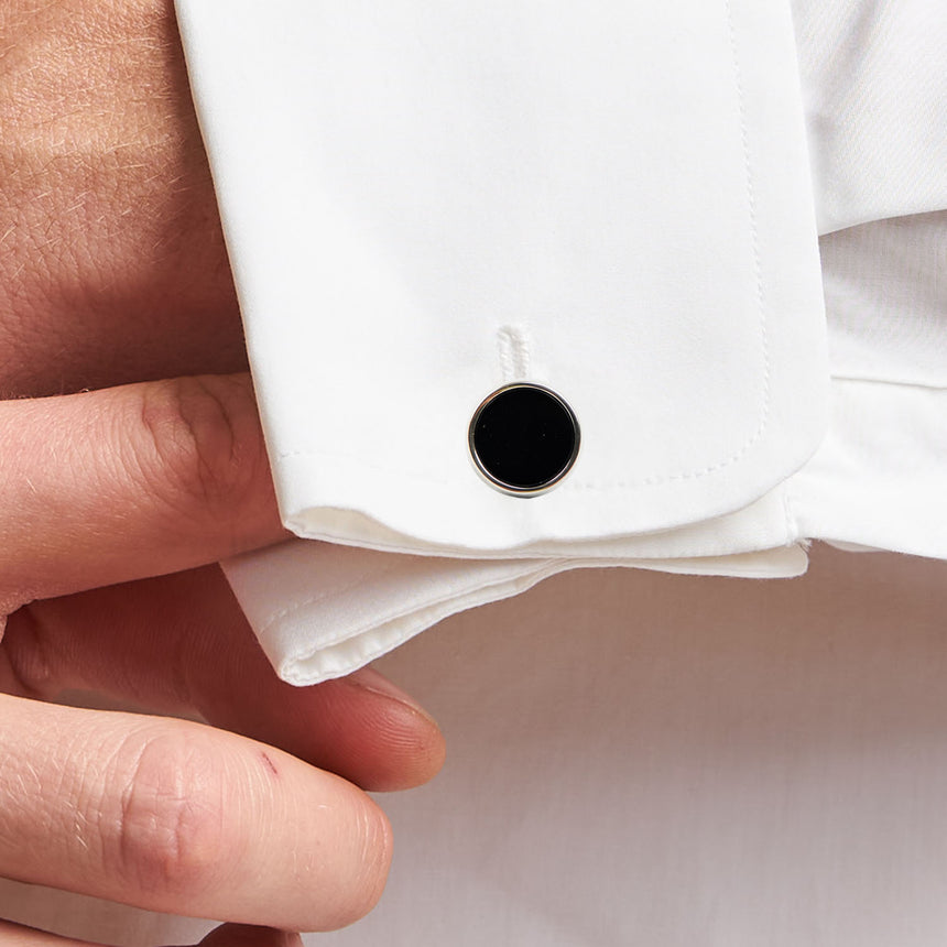 ROUND ONIX CUFFLINKS