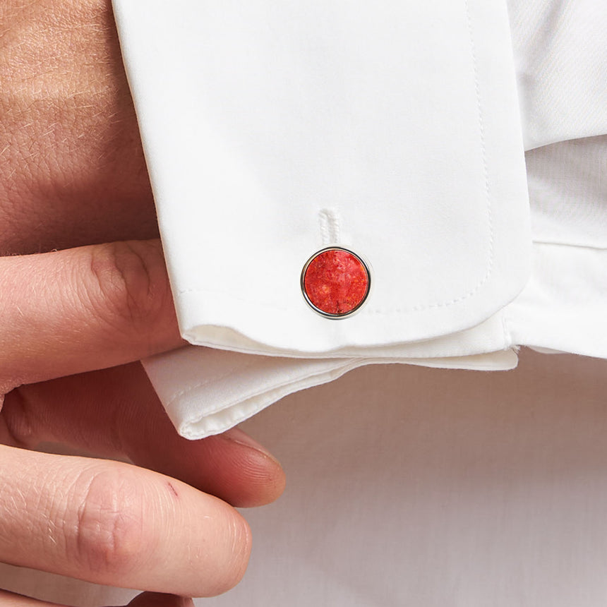 ROUND CORAL CUFFLINKS