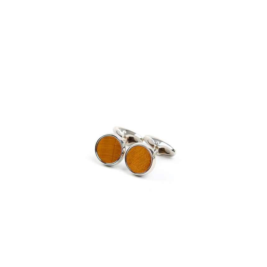 ROUND TIGER'S EYE CUFFLINKS