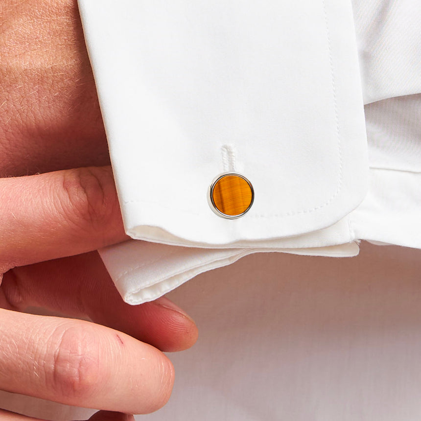 ROUND TIGER'S EYE CUFFLINKS
