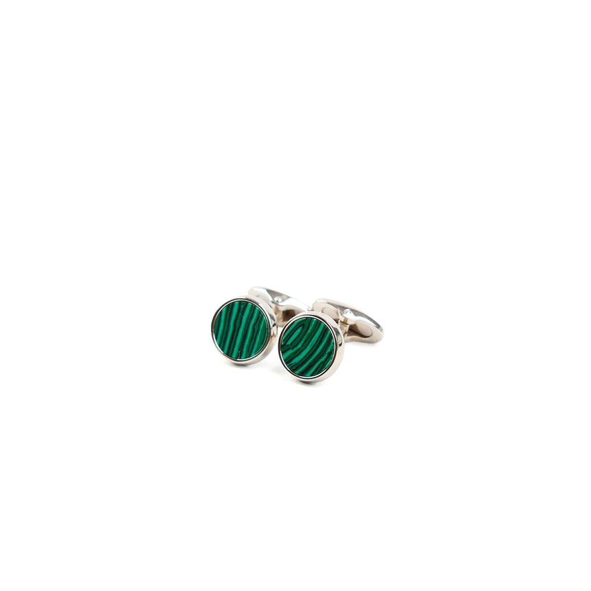 ROUND MALACHITE CUFFLINKS