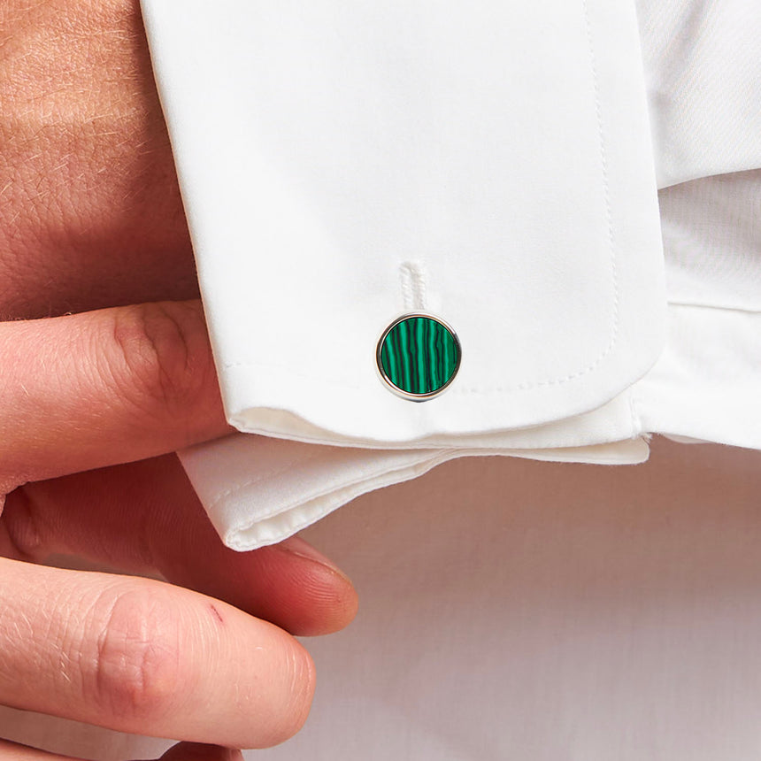 ROUND MALACHITE CUFFLINKS